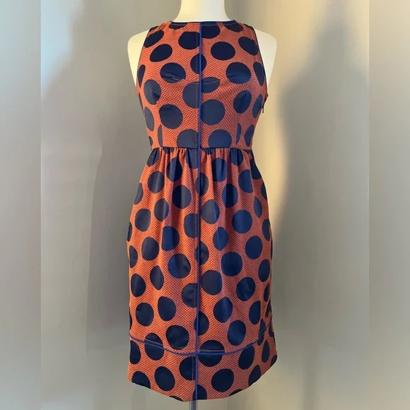 Anthropologie | Dresses | Nwt Maeve Rokin Dress Orange Blue Polka Dots  Cross Back Pockets Anthropologie 2 | Poshmark